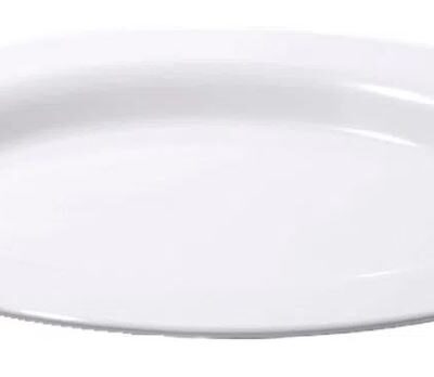 Fuente melamina blanca oval plana 35 cm-5526
