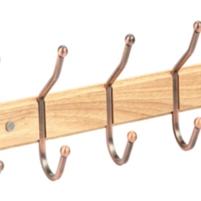 Perchero de madera bronce 5 ganchos - 8690