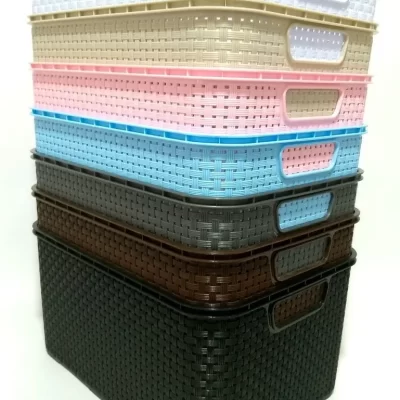 Caja rattan grande con tapa negro-3588