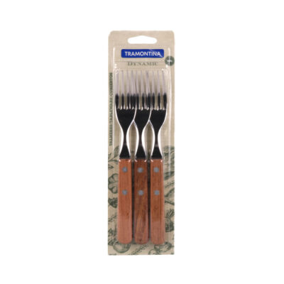 Tenedor Tramontina mango madera x 3u-9547
