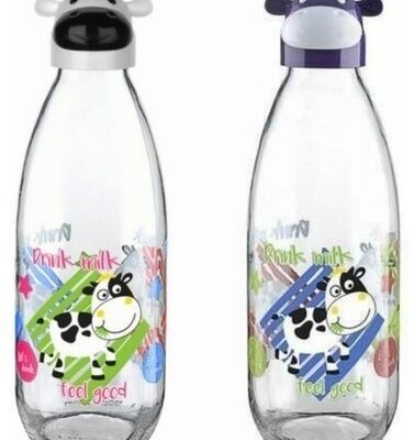 Botella vidrio 1 lt leche deco-0825