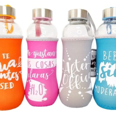 Botella de  vidrio con funda 400cc-7802