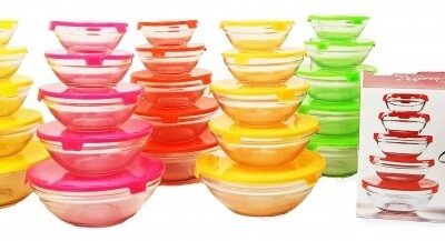 Setx5 bowl vidrio tapa plastica-9021