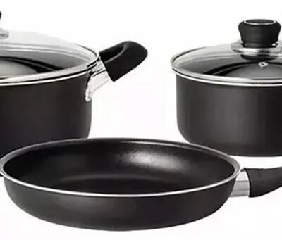 Bateria teflon 5 piezas negra Hudson-9102