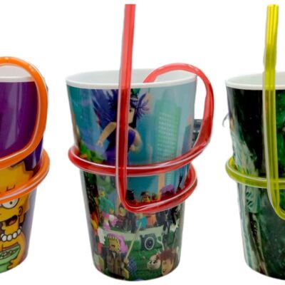 Vaso plástico infantil con sorbete-0173