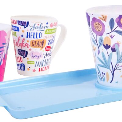 Set bandeja + taza cónica 400cc-0175