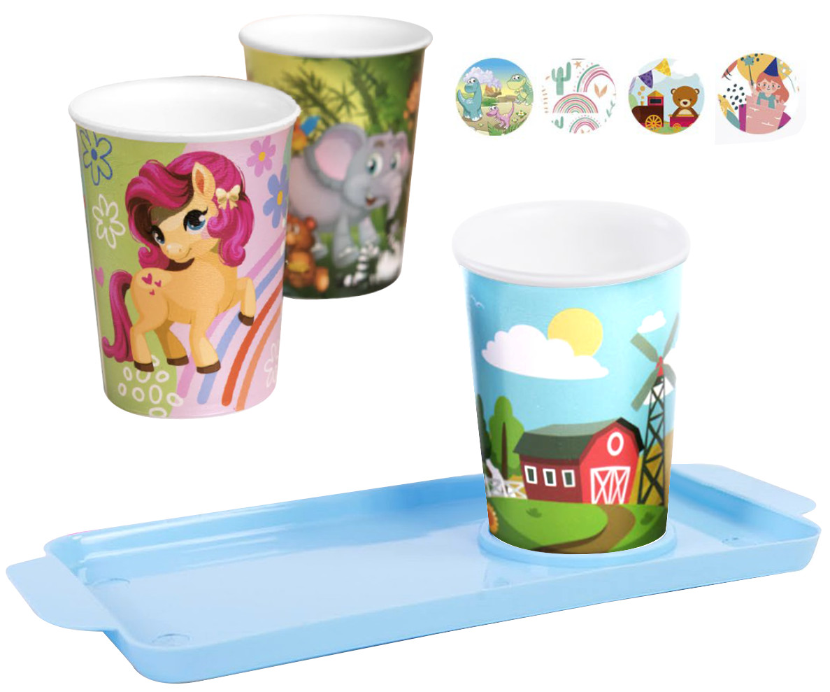 Set bandeja+vaso cónico decorado-0175-1